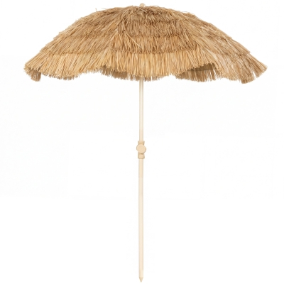 Outsunny Parasol Tiki 150cm Toit Paille Réglable Jardin Plage