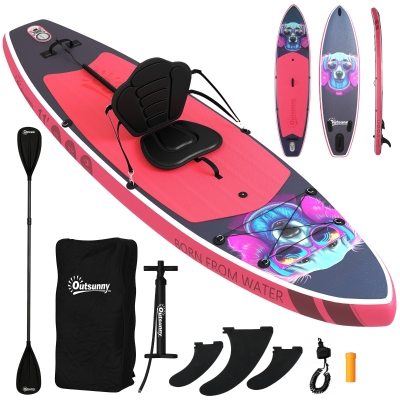 Outsunny Aufblasbares Paddleboard, SUP 335 cm mit Sitz und konvertierbarem Paddel.