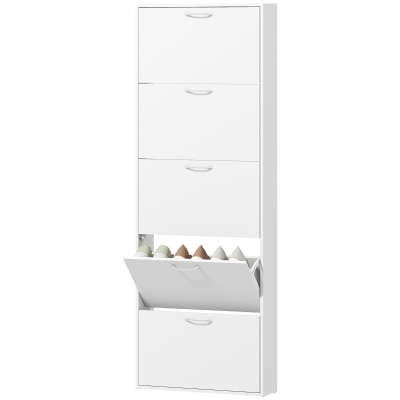 HOMCOM Armoire à Chaussures 15 Paires 5 Tiroirs Moderne Blanche