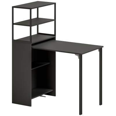 HOMCOM Folding Work Table with Shelf - Black
