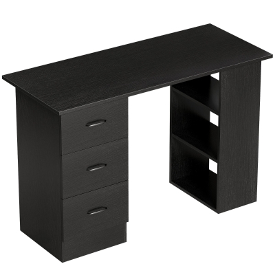 HOMCOM Computer Desk with Shelves & Drawers Black