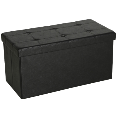 HOMCOM Storage Ottoman Bench PU Leather 89L Black