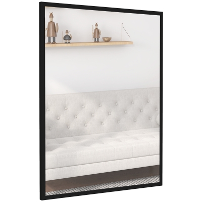 HOMCOM Miroir Rectangulaire 90x70cm Cadre Bois Noir