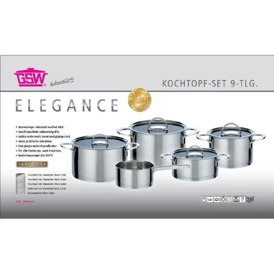 GSW Elegance - Batterie de cuisine 9 pieces en acier inoxydable - Tous feux dont induction