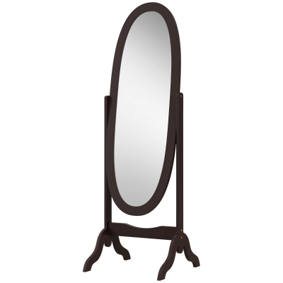 HOMCOM Miroir Ovale Shabby Chic Réglable 147cm MDF Café
