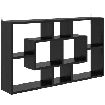 HOMCOM Estante de Parede Decorativa para Livros CDs com 8 Cubos 85x14,5x47,5 cm Preto