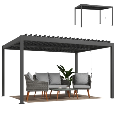 Outsunny Pergola 395 x 297 x 224 cm Grigio scuro