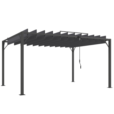 Outsunny Pérgola 390x295x213 cm para Jardim com Desenho de Lâminas Superiores Giratórias até 135° Proteção UV 50+ Cinza