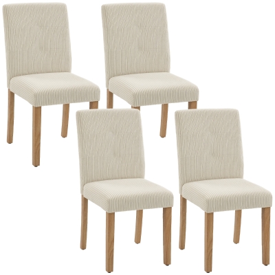HOMCOM Conjunto de 4 Cadeiras de Jantar Cadeiras Modernas para Cozinha Encosto Alto Estofadas em Veludo Assento Acolchoado 44x56x90 cm Bege