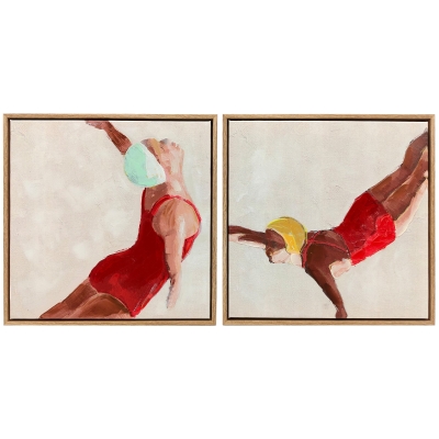 HOMCOM Set de 2 Tablouri pe Pânză, Artă Modernă de Perete, Imprimare Artistică pentru Living și Sufragerie cu Cârlige Incluse, 40x40 cm