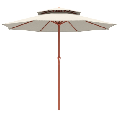 Outsunny Patio Umbrella with Double Top Outdoor Market Table Umbrella with Crank System, 104'' x 104'', Cream White