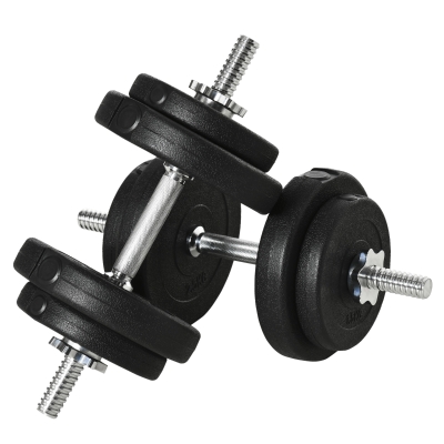 Set 2 Gantere Greutăți de 25 kg Total cu 12 Discuri din Oțel și Plastic, 43x18x7,5 cm, Negru