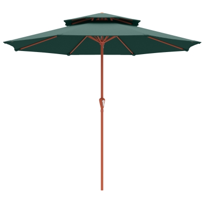 Outsunny Patio Umbrella with Double Top Outdoor Market Table Umbrella with Crank System, 104'' x 104'', Green