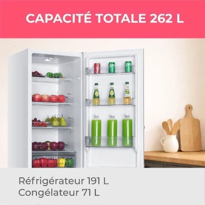 Réfrigérateur combiné - OCEANIC - OCEAFC262STDW - 262 L - Classe D - 55 x 56 x 180 cm - Blanc