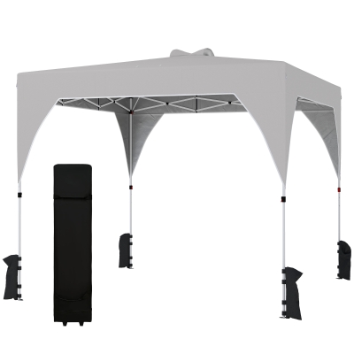 Outsunny Tonnelle Pliante 3x3m Gris Verrouillage Central Sac Roulettes