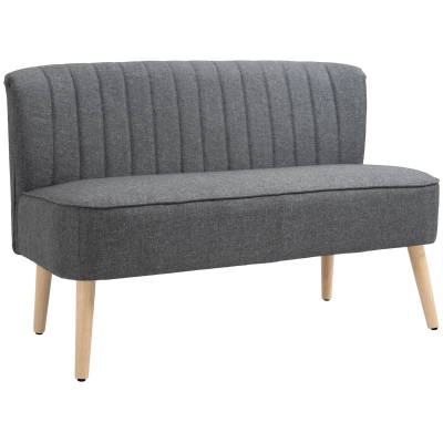 HOMCOM Modern Loveseat Couch 2 Seater Grey Linen