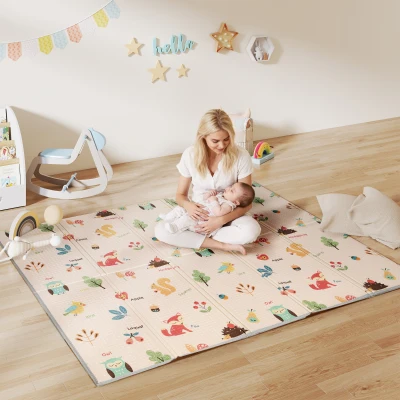 Covoraș pentru Copii 0-3 Ani cu Suprafață Impermeabilă, din XPE Multicolor, 176.5x148x1 cm
