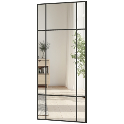 HOMCOM Miroir Mural Style Fenêtre 110x50cm Noir