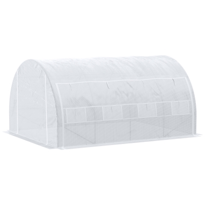 Outsunny Polytunnel Greenhouse 4x3x2m Steel Frame White