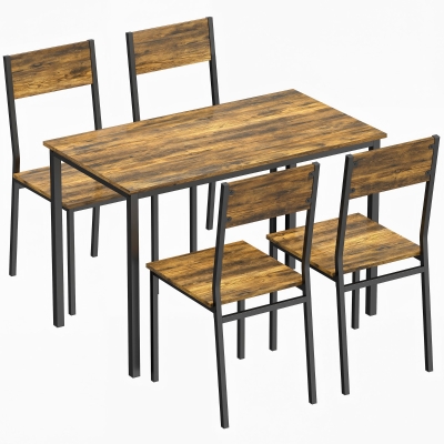 HOMCOM Set tavolo da pranzo con 4 sedie 108 x 60 x 76 cm Marrone rustico