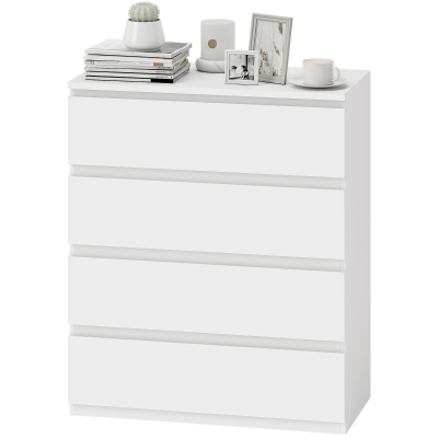 HOMCOM Commode 4 Tiroirs Blanc 80x39x95cm Rangement Chambre