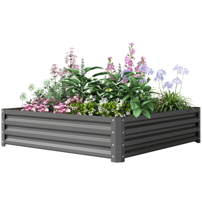 Outsunny Bac Potager Acier Gris Clair 120x120x30 cm