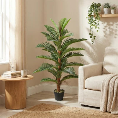 HOMCOM Künstliche Palme Palme 120 cm mit 24 Blättern aus PEVA, dekorative Pflanze mit Kunststofftopf, grün