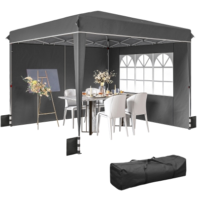 Outsunny Tonnelle Pliante 3x3m avec Parois UV50+ Gris