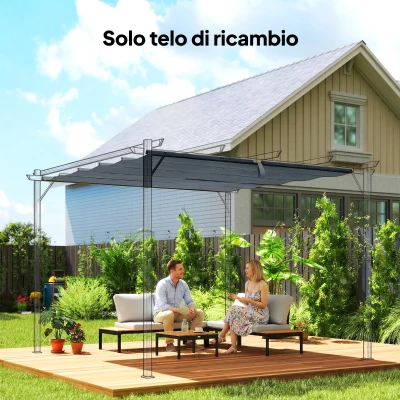 Outsunny Telo per Pergola 3x3m con in Poliestere UV30+ Grigio