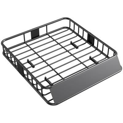 HOMCOM Cesta de Techo Universal para Vehículos de Acero Carga 90,7 kg con Deflector Barandillas 110,5x99,5x18,5 cm Negro