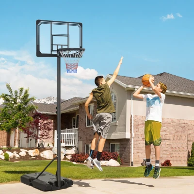 SPORTNOW Aro de Baloncesto con 6 Alturas Regulables, Base Rellenable y Ruedas, en PE, Acero y Poliéster, Negro