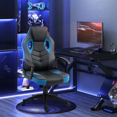 Vinsetto Silla Gaming Silla de Oficina Giratoria con Ruedas en Piel Sintética
