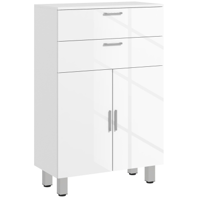 kleankin Mueble de baño, cómoda de baño, 2 cajones, estante ajustable, madera, Blanco
