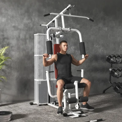 HOMCOM Home Gym Strength Machine Fitness White