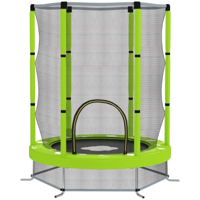 AIYAPLAY Trampolín elástico para niños Ø140 cm con red de seguridad y dibujos, Edad 3-6 años, Verde