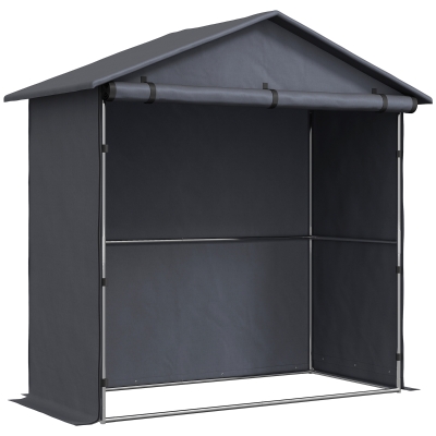 Outsunny Caseta de Jardín 1.1x2 m con Puerta Enrollable, Tienda Garaje para Bicicletas y Motos, Gris Oscuro