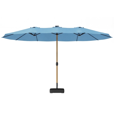 Outsunny Parasol Double 459x269cm UV Base Incluse Bleu