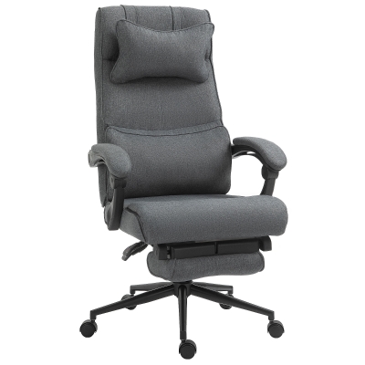 Vinsetto Silla de Oficina Ergonómica de Altura Regulable con Reposabrazos y Reposapiés, 66x70x115-123 cm, Gris
