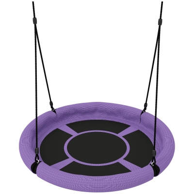 AIYAPLAY 100cm Diameter Nest Seat for Kids with Height Adjustable Hanging Ropes for Outdoor, Playground, Garden, Purple