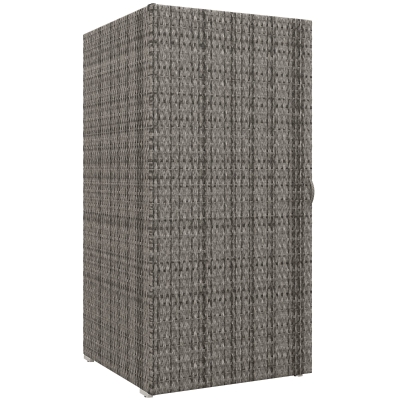Outsunny Armario de Jardín en Rattan PE con 2 Compartimentos, 60x63x120cm, Gris