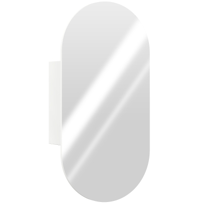 HOMCOM Espejo de Baño Ovalado Moderno con Armario y Dos Estantes, 45x90 cm, Blanco