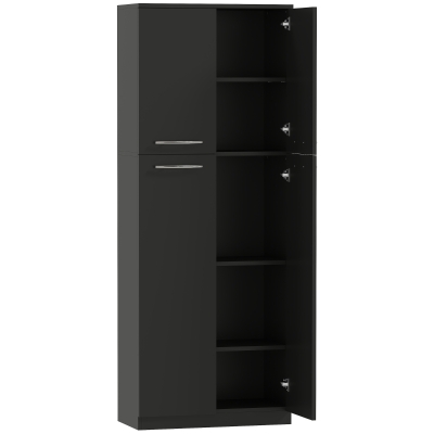 HOMCOM Mueble Contenedor Minimal con 2 Armarios y Estantes Regulables, en Madera Negra, 59x31x155 cm