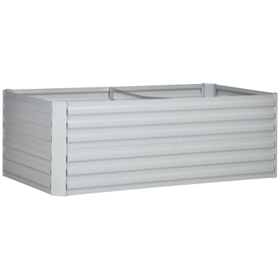 Outsunny Macetero, Jardinera práctica para plantar, cultivar y cuidar, Huerto elevado, acero, gris claro