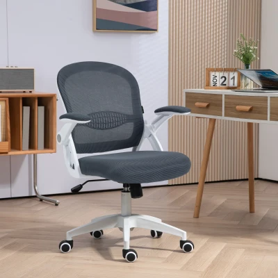 Vinsetto Silla de Oficina Ergonómica con Respaldo de Malla y Altura Regulable, 65.5x61.5x88-97.5cm, Gris