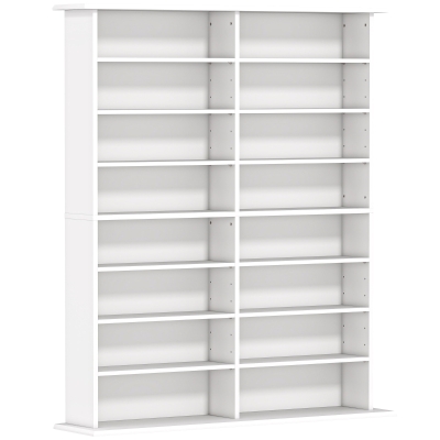 HOMCOM Librería porta CD de 16 Estantes de Diseño Moderno en Madera, 106.5x24x126.3 cm, Blanco