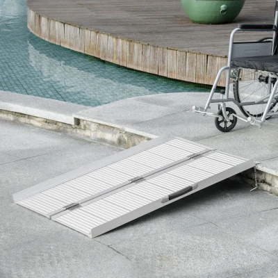 HOMCOM Rampa de carga rampa de acceso para silla de ruedas plegable antideslizante capacidad de carga 270 kg