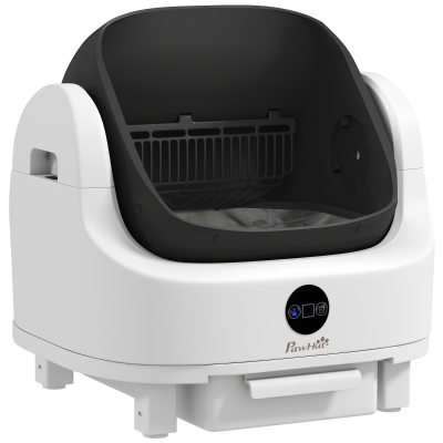 Pawhut Caixa de Areia Autolimpante para Gato Entrada Superior Isolamento de Odores/Proteção de Segurança Branco