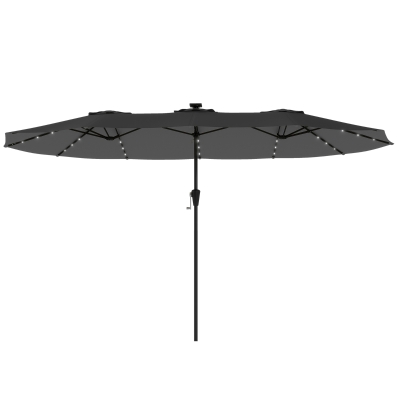 Outsunny Parasol Double 4x2m LED UPF50+ Gris Foncé