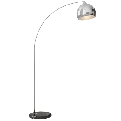 HOMCOM Bogenleuchte, Stehlampe, höhenverstellbar, Fußschalter, Sockel in Marmoroptik, 170-180cm, Silber/Schwarz