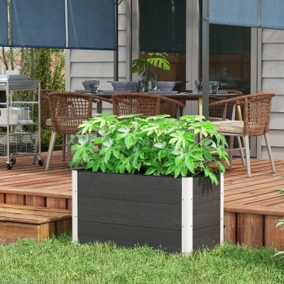 Outsunny macetero macetero resistente a la intemperie sin fondo gris WPC + aluminio 100 x 50 x 50 cm